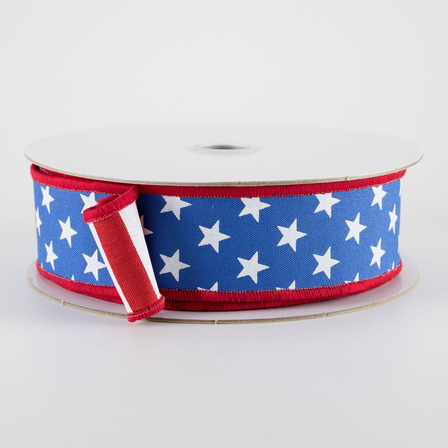 1.5" Double Sided Fused Stars & Stripes Ribbon: Royal (10 Yards)