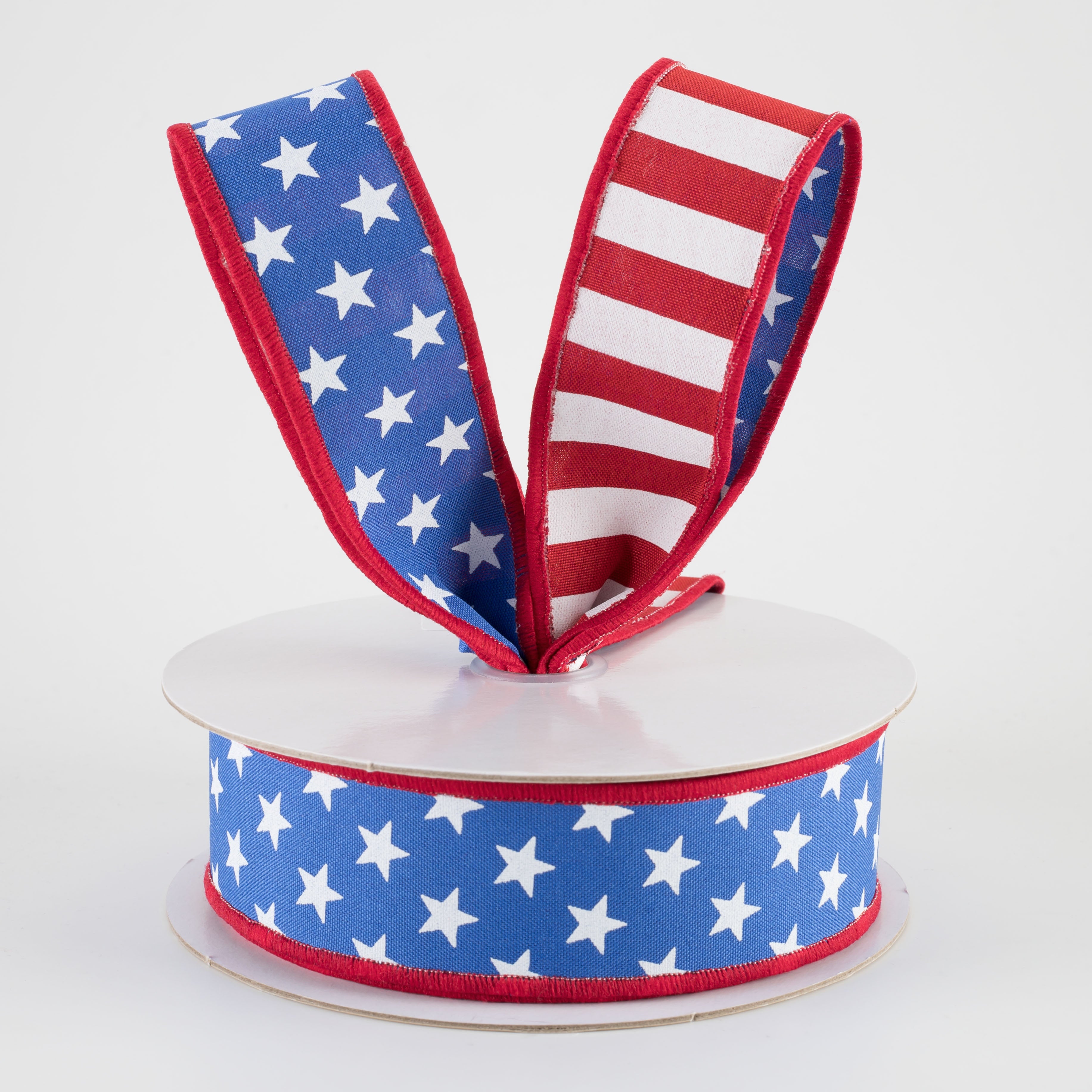 1.5" Double Sided Fused Stars & Stripes Ribbon: Royal (10 Yards)