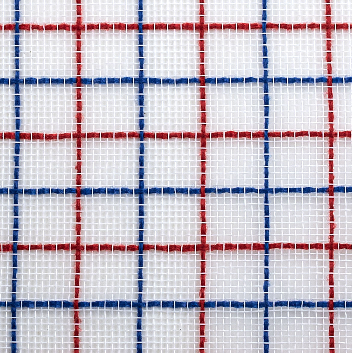 10" Fabric Fine Weave Check Mesh: White with Red & Blue