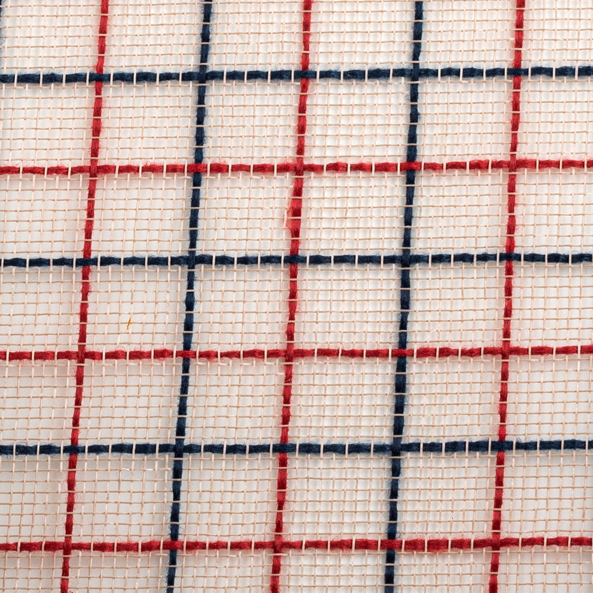 10" Fabric Fine Weave Check Mesh: Natural with Red & Navy