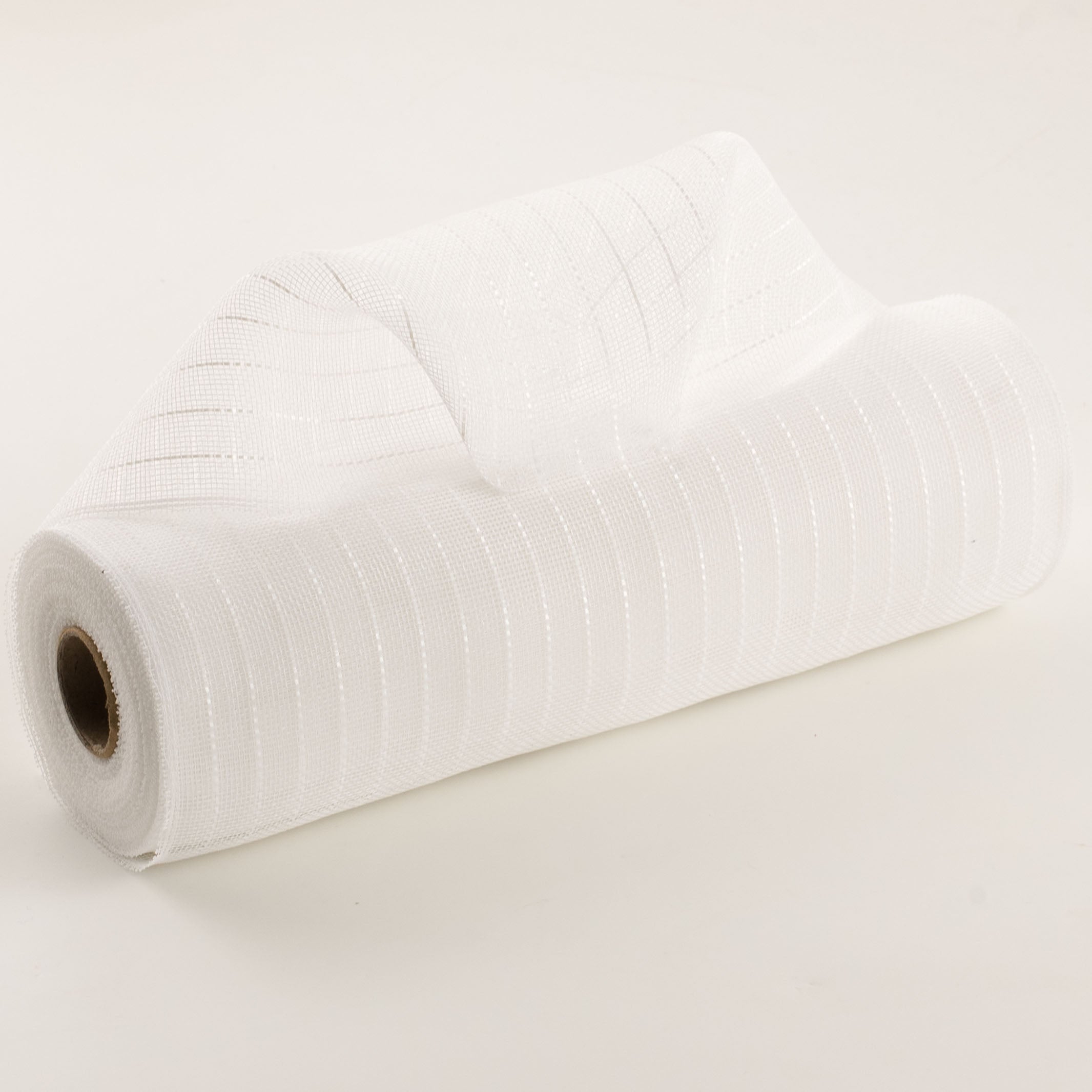 10" Stripe Fine Weave Mesh: White with White