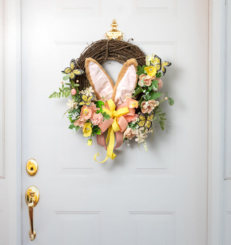 24" Plush Bunny Ears Pick: Brown & Pink