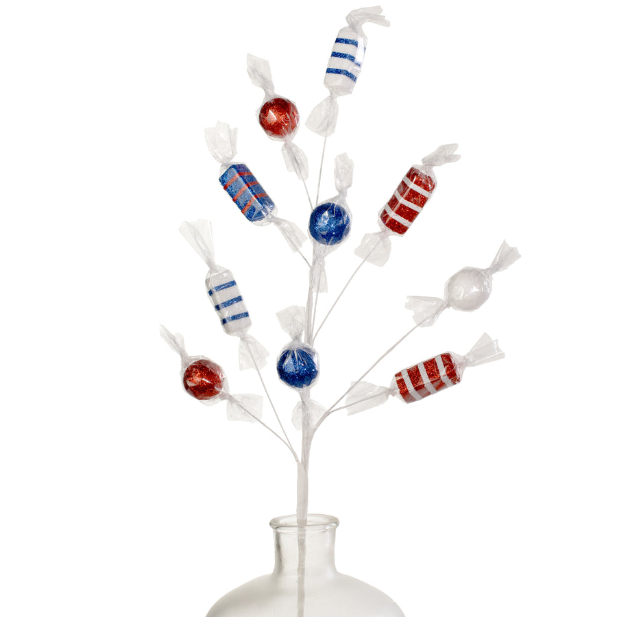 29" Wrapped Candy Spray: Red, White & Blue