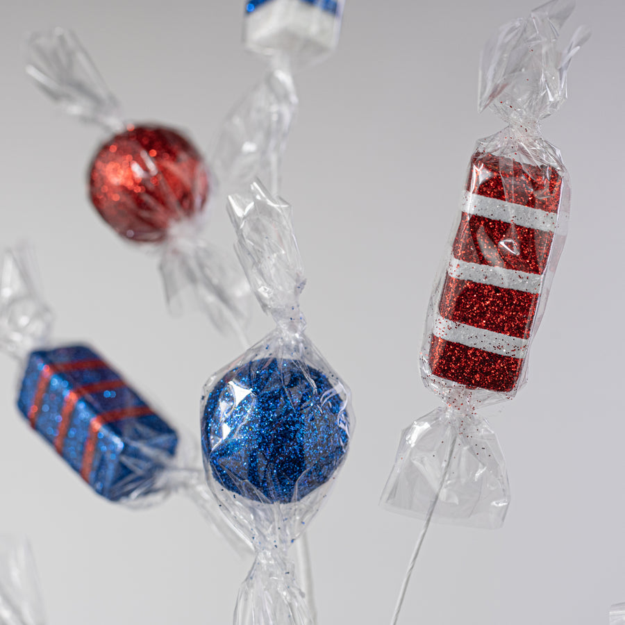 29" Wrapped Candy Spray: Red, White & Blue