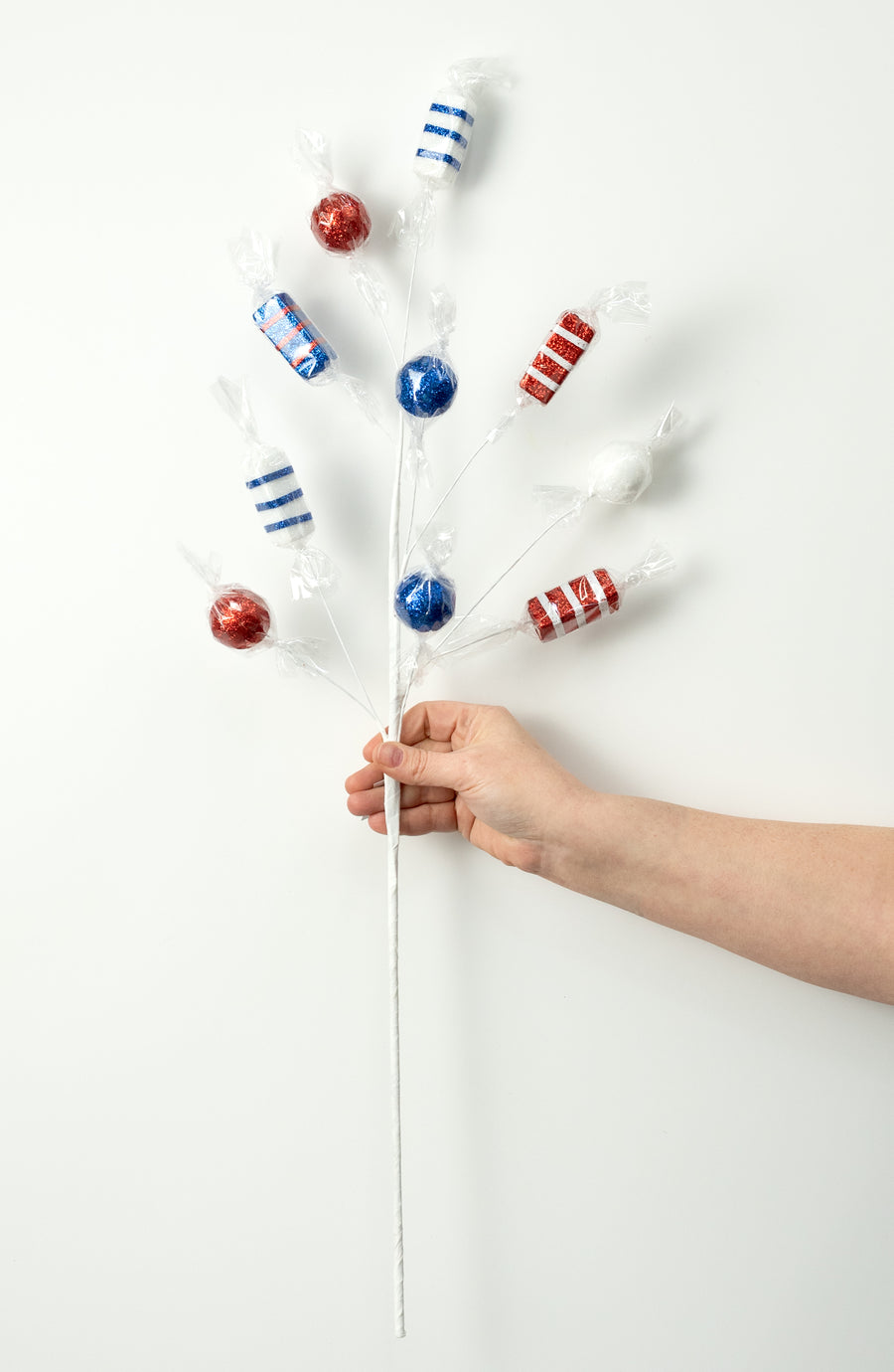 29" Wrapped Candy Spray: Red, White & Blue