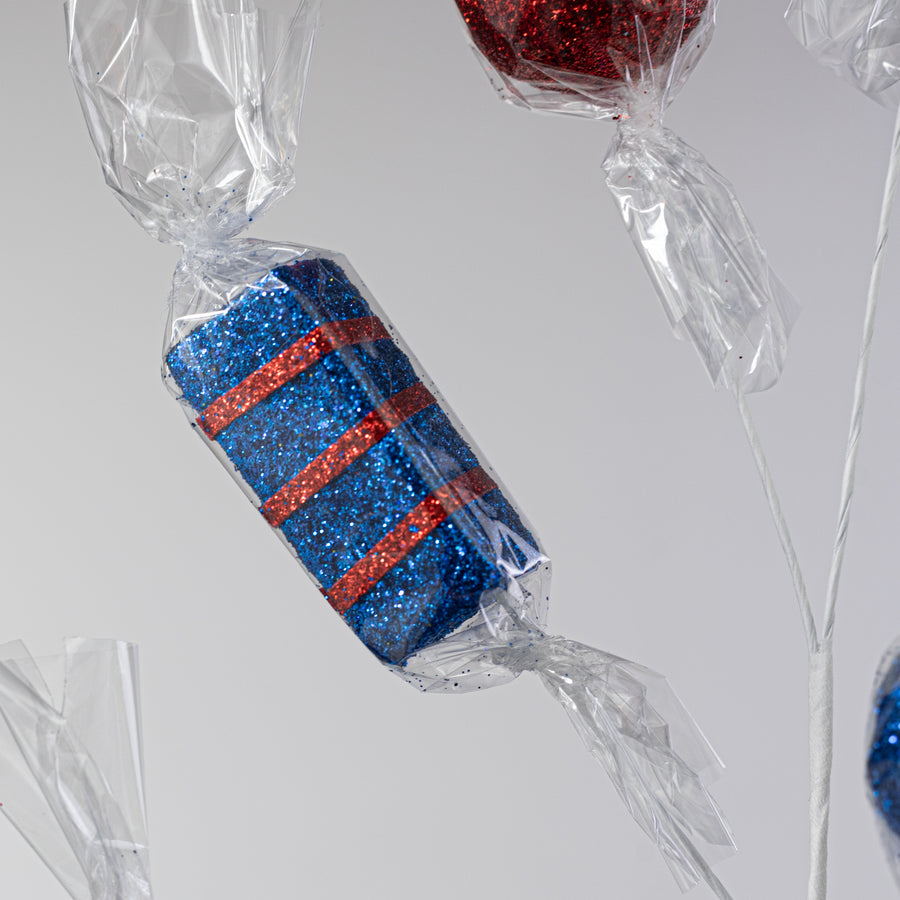 29" Wrapped Candy Spray: Red, White & Blue