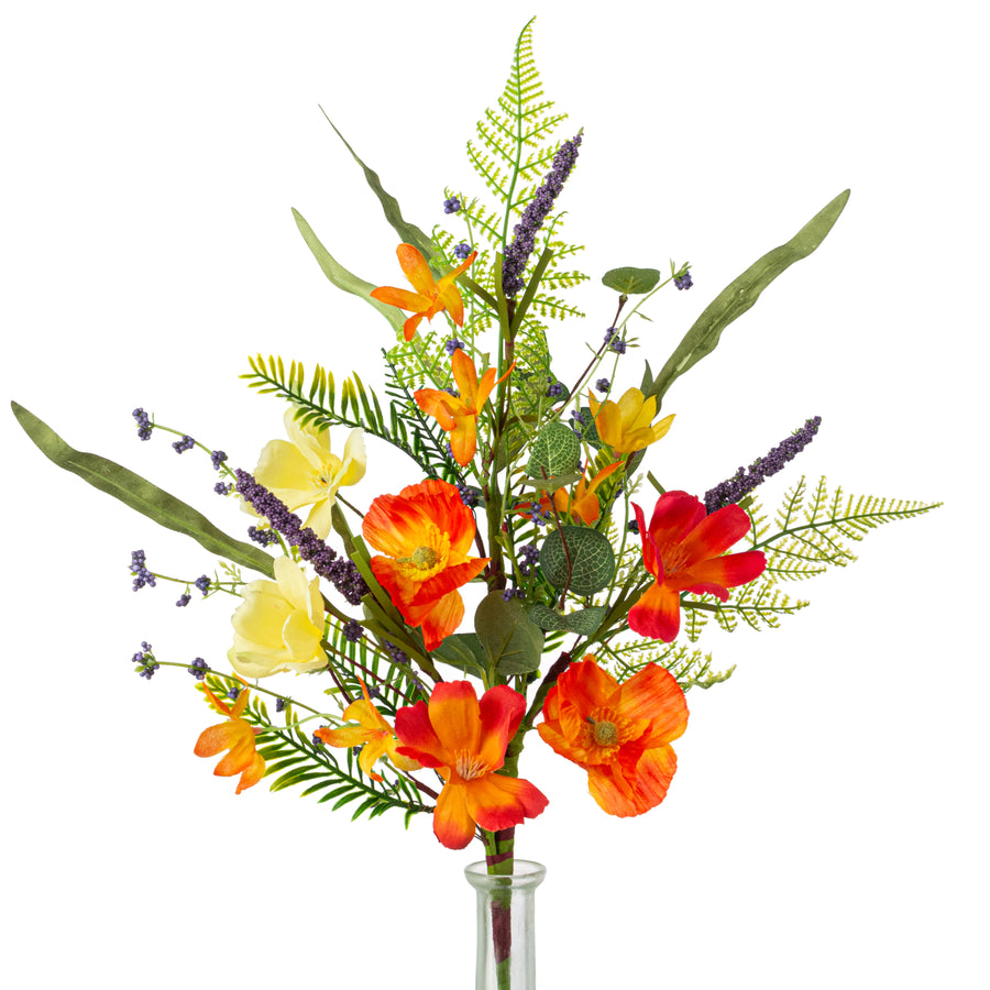 19" Summerside Florals Poppy Spray: Orange & Yellow