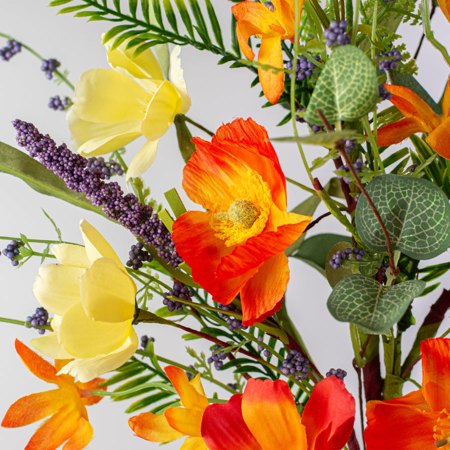 19" Summerside Florals Poppy Spray: Orange & Yellow