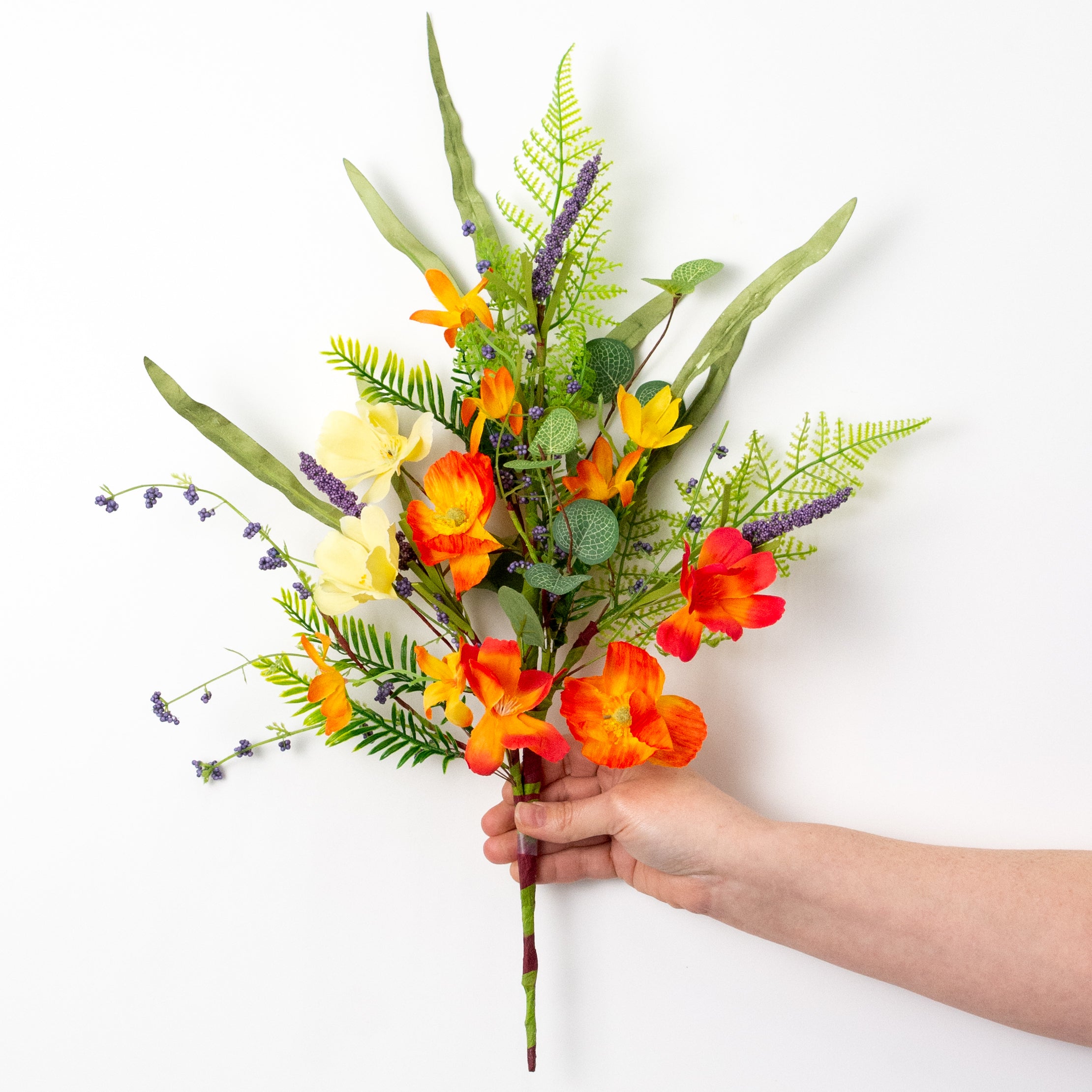 19" Summerside Florals Poppy Spray: Orange & Yellow