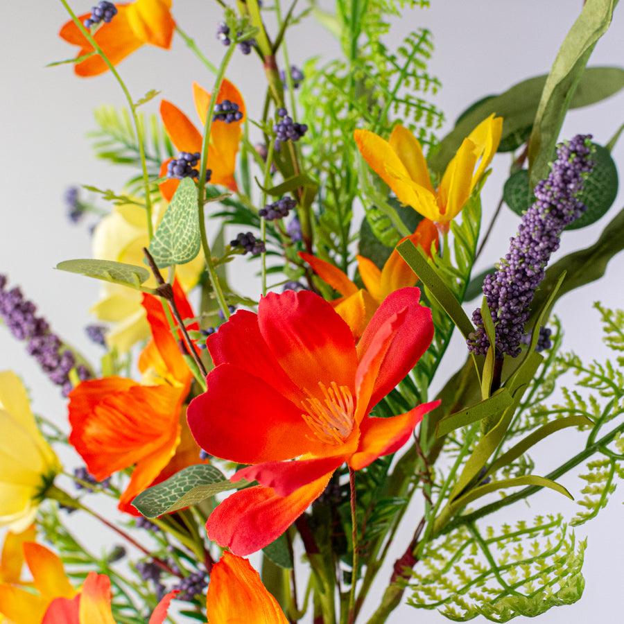 19" Summerside Florals Poppy Spray: Orange & Yellow