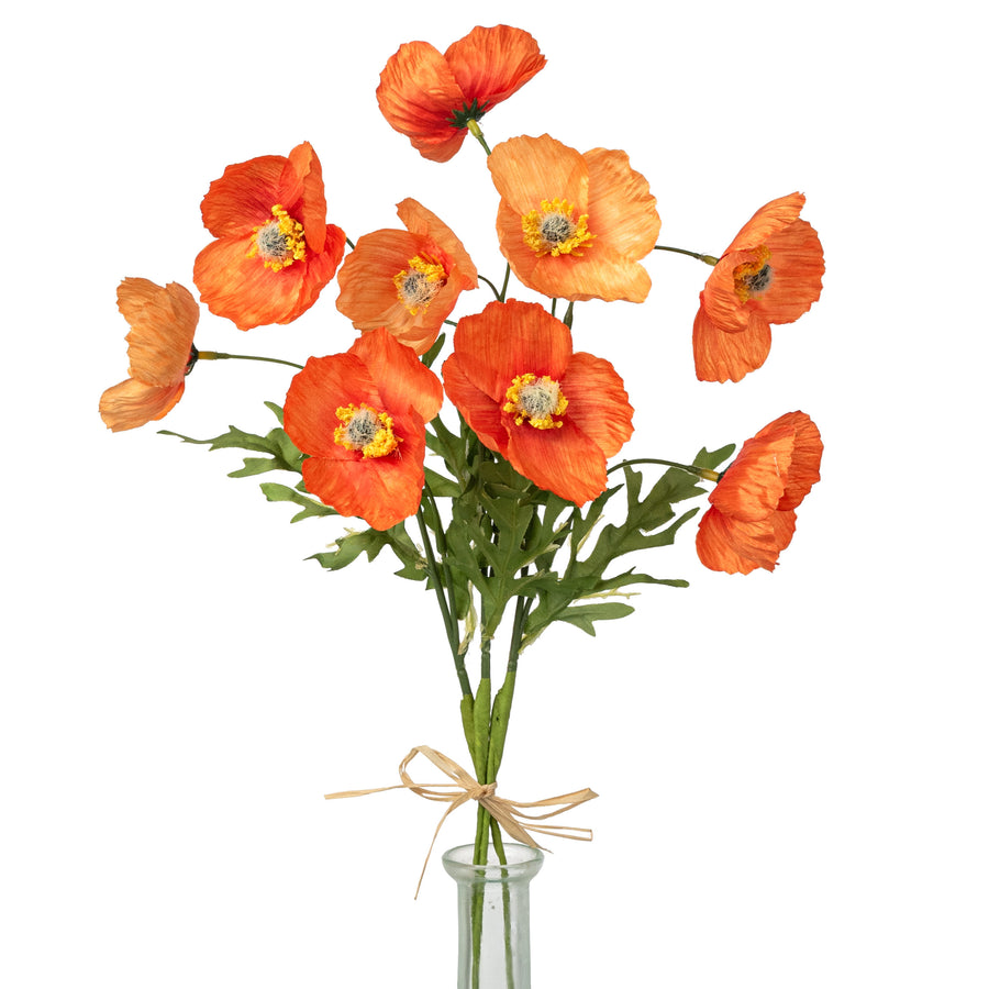 16" Wrinkle Poppy Stem Bundle: Orange