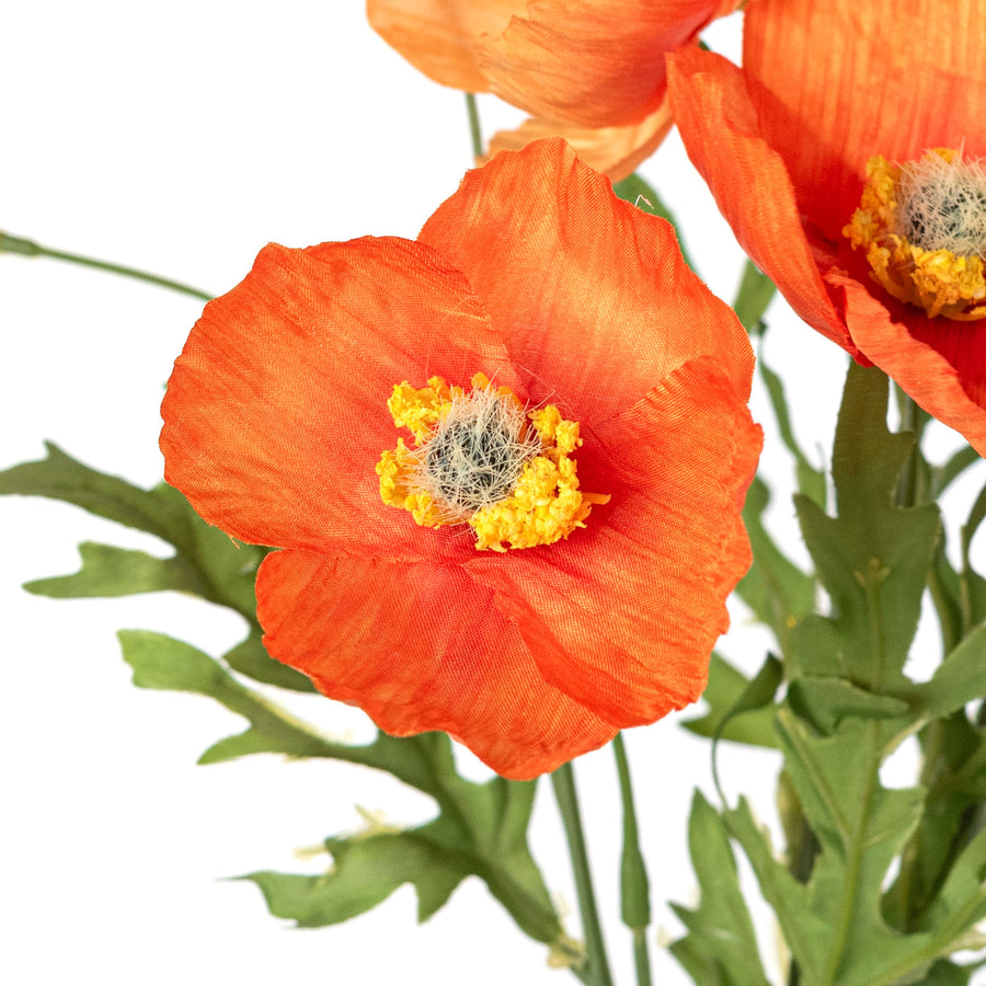 16" Wrinkle Poppy Stem Bundle: Orange