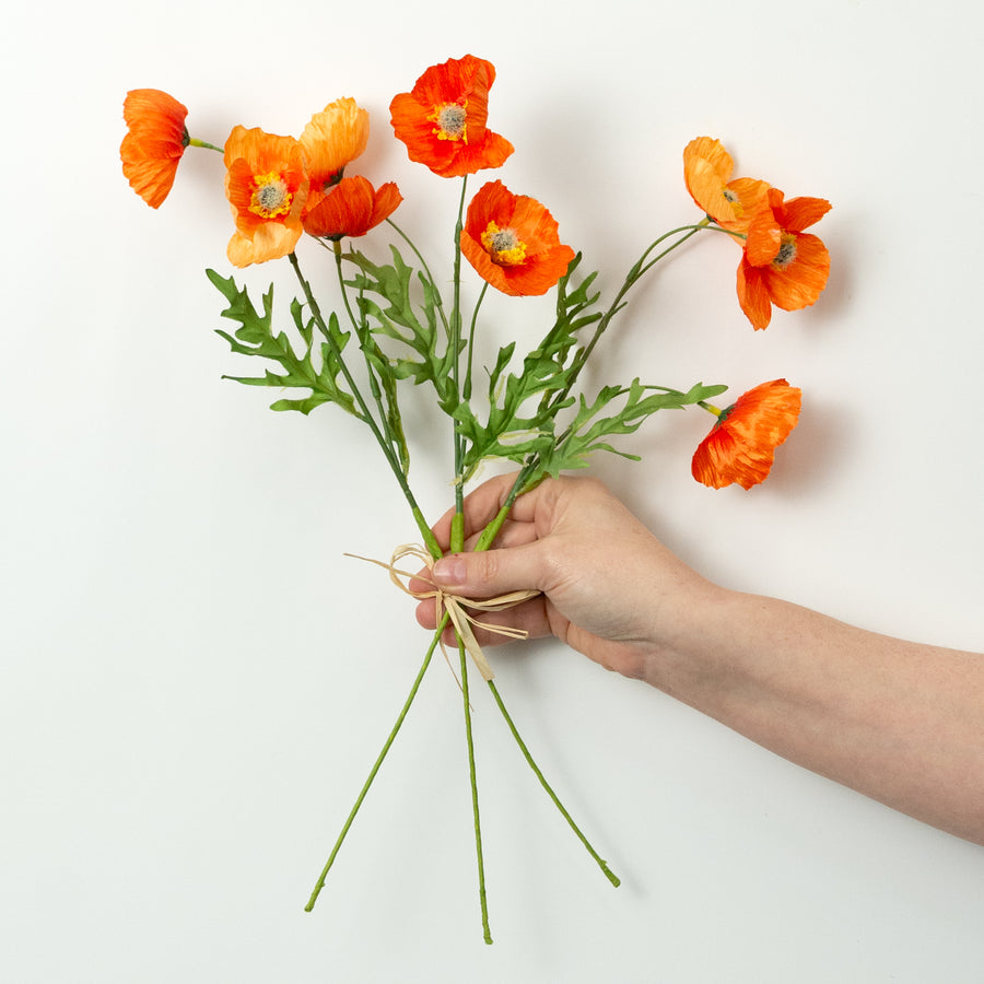 16" Wrinkle Poppy Stem Bundle: Orange