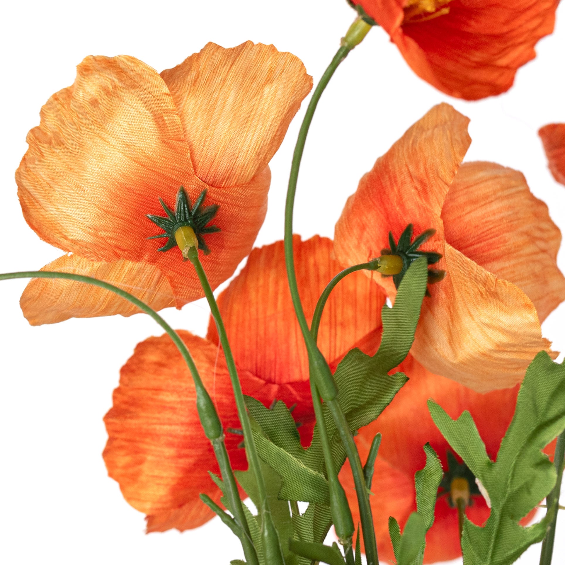 16" Wrinkle Poppy Stem Bundle: Orange
