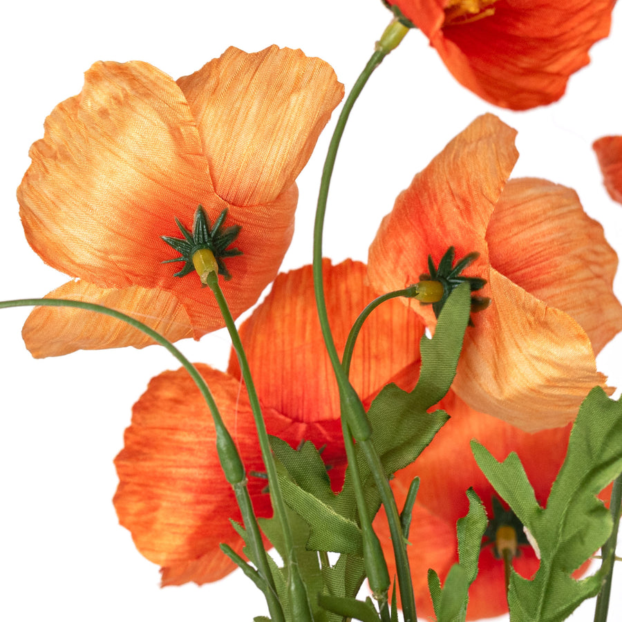16" Wrinkle Poppy Stem Bundle: Orange