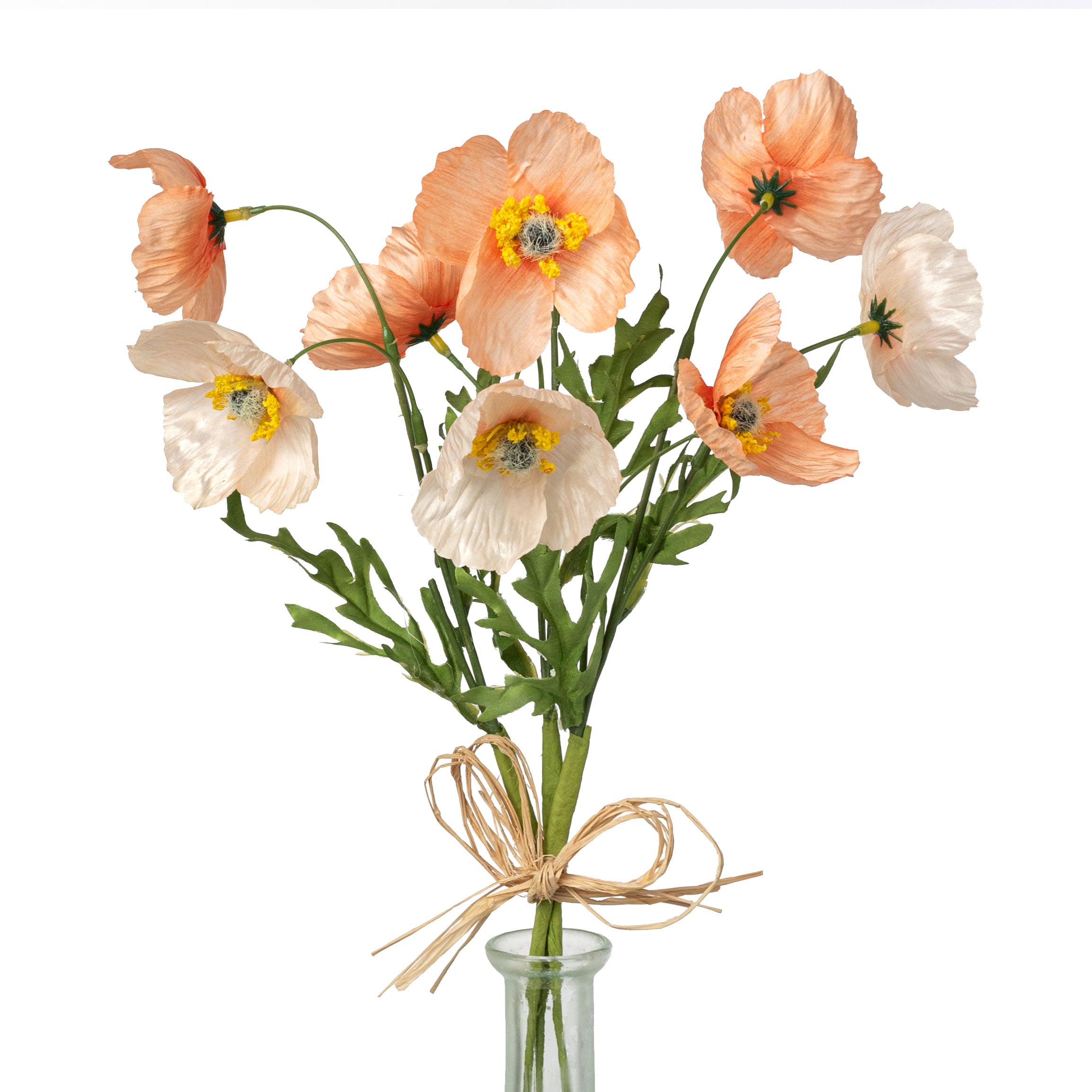 16" Wrinkle Poppy Stem Bundle: Peach