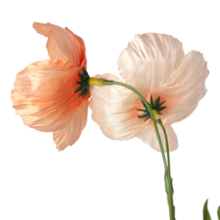 16" Wrinkle Poppy Stem Bundle: Peach