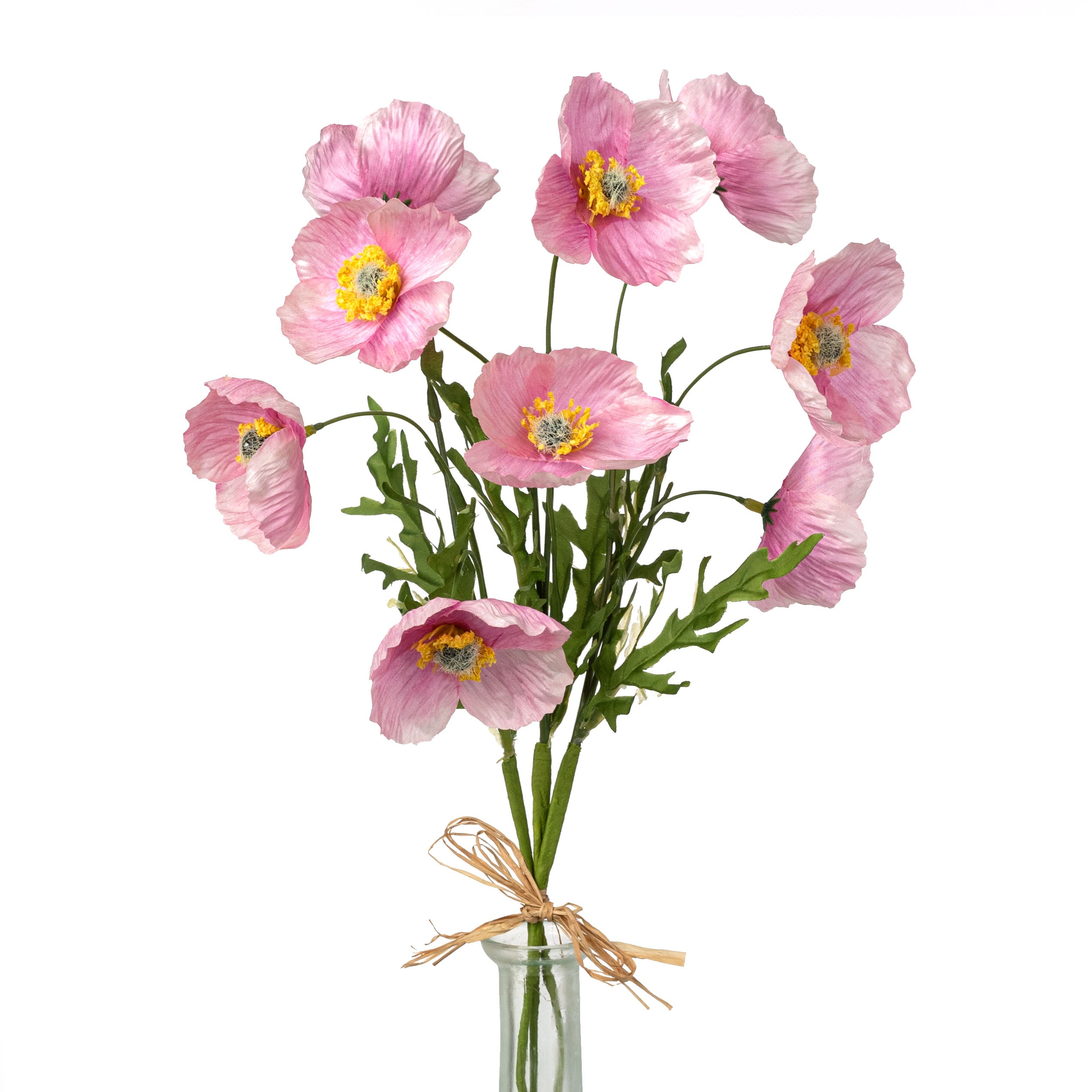 16" Wrinkle Poppy Stem Bundle: Pink