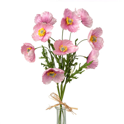 16" Wrinkle Poppy Stem Bundle: Pink