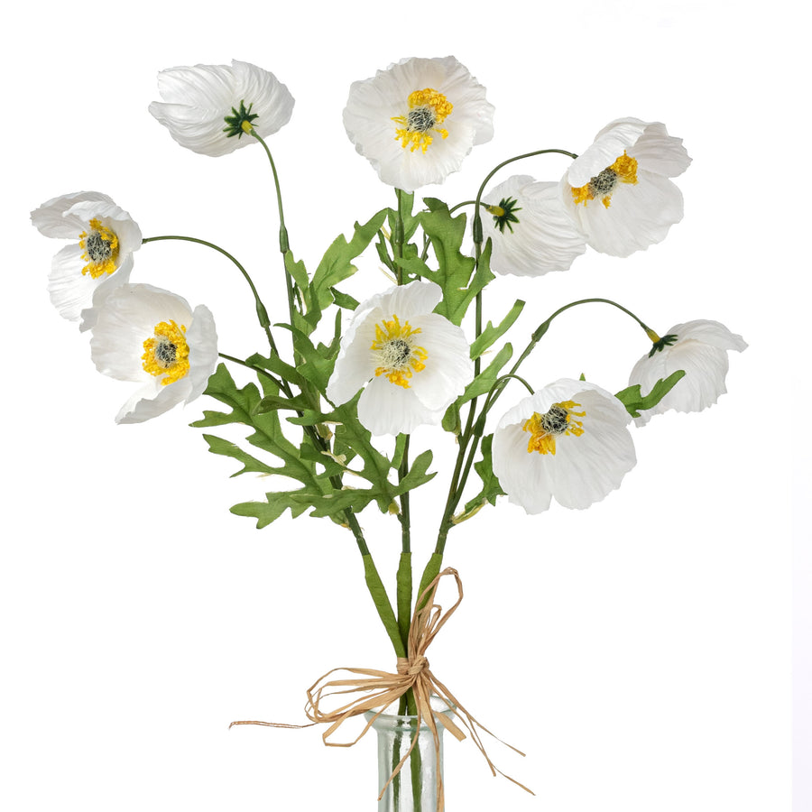 16" Wrinkle Poppy Stem Bundle: White