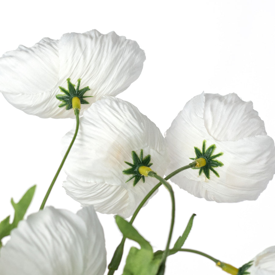 16" Wrinkle Poppy Stem Bundle: White