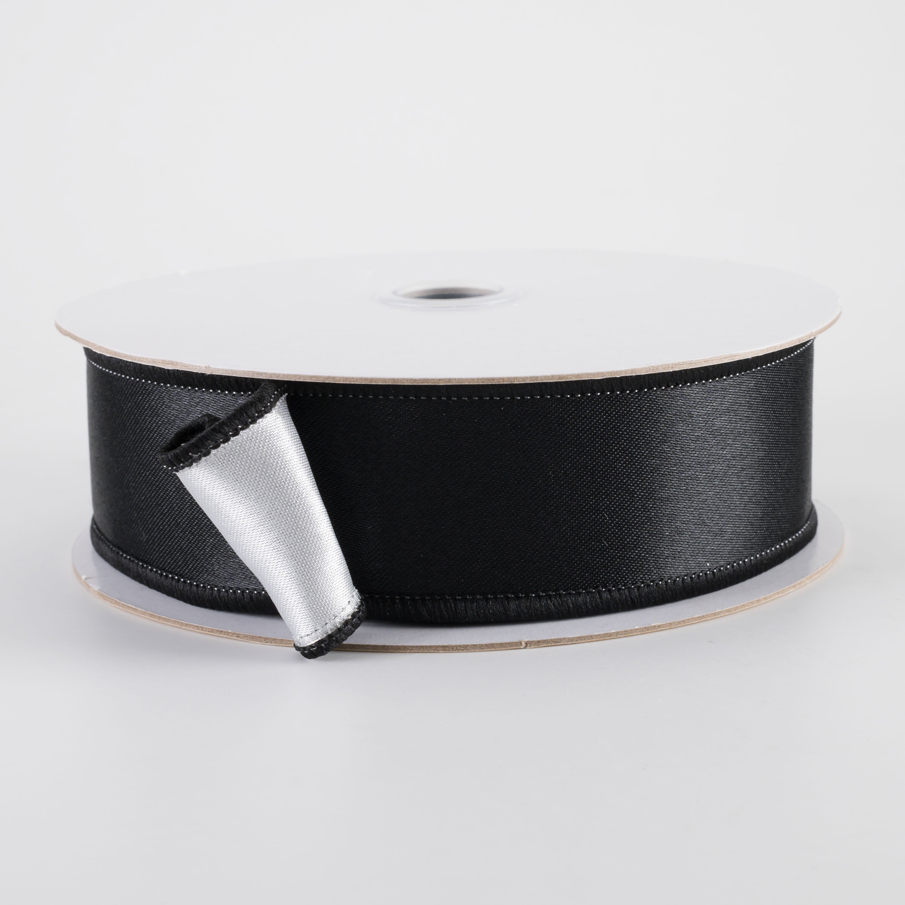 1.5" Double Sided Fused Satin Ribbon: Black & White (10 Yards)