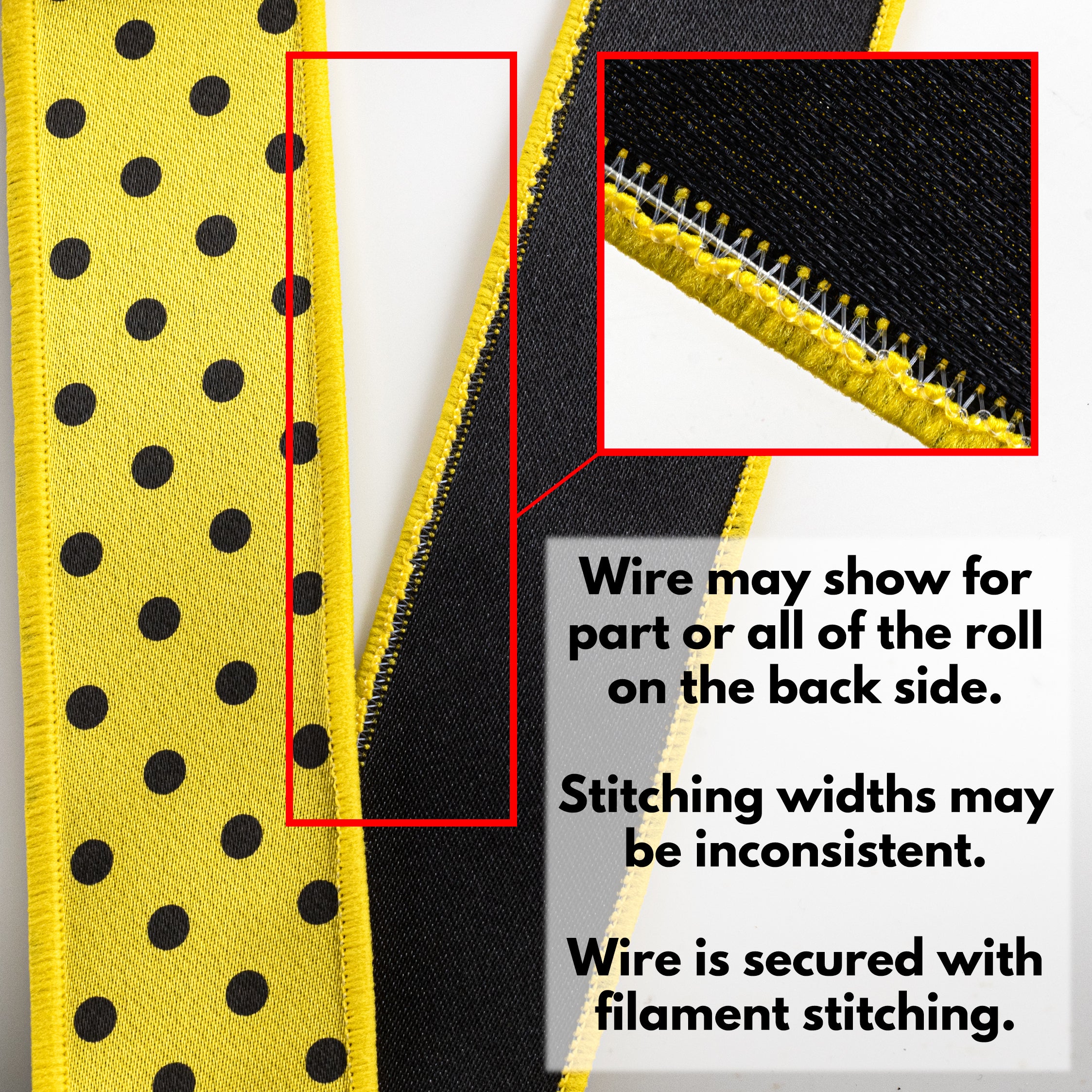 7/8" Double Sided Fused Small Polka Dot Ribbon: Yellow & Black (10 Yards)