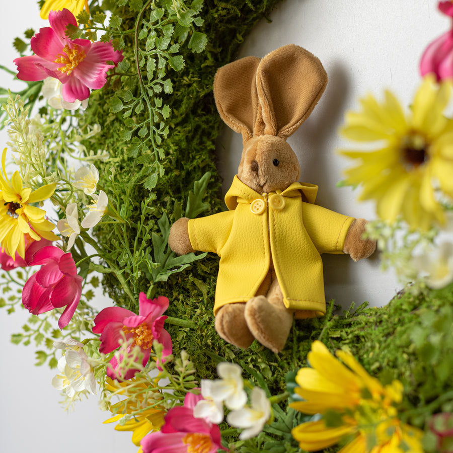9" Rain Coat Bunny Decor: Yellow