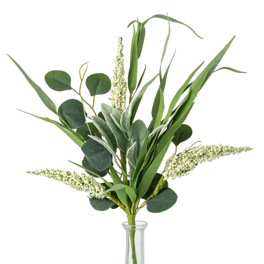 17" Mixed Eucalyptus, Lamb's Ear & Heather Spray