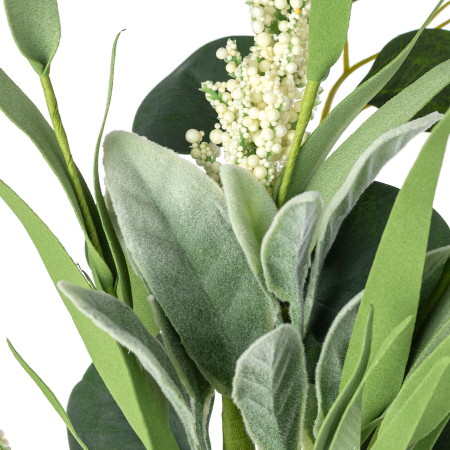 17" Mixed Eucalyptus, Lamb's Ear & Heather Spray