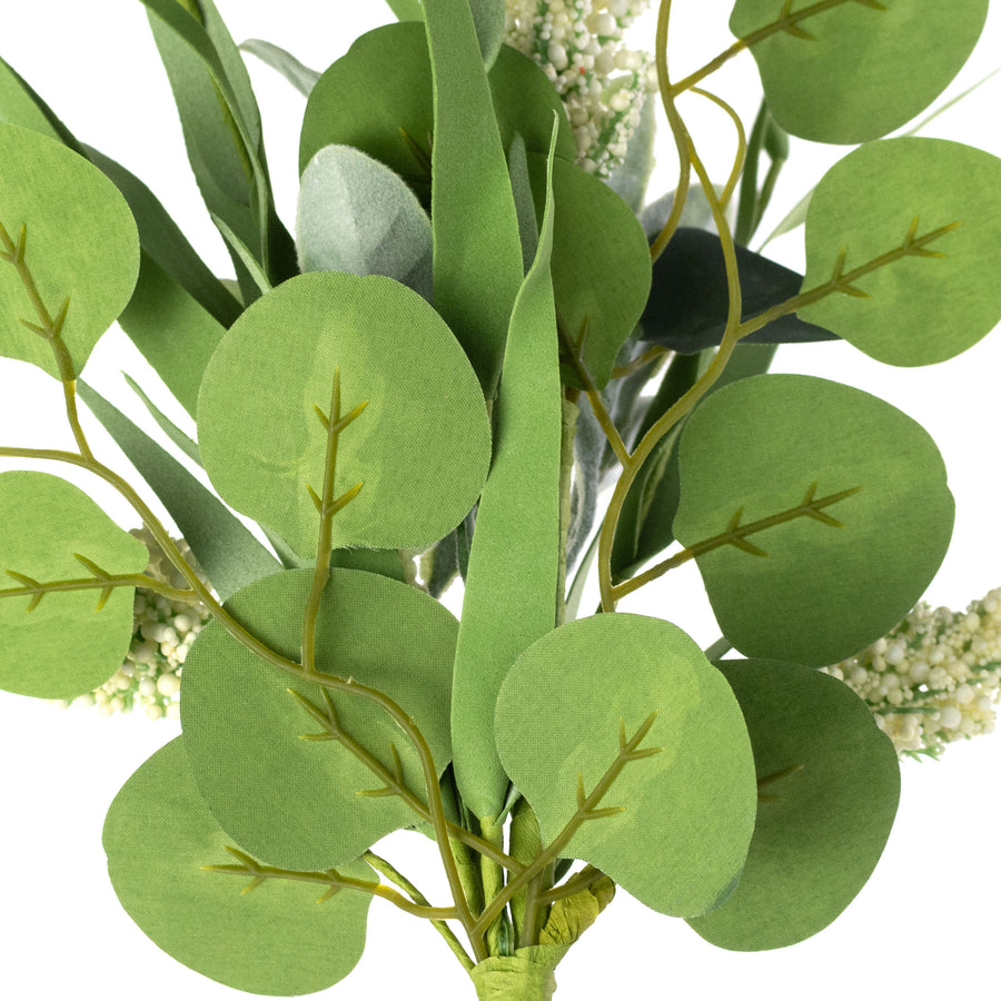 17" Mixed Eucalyptus, Lamb's Ear & Heather Spray