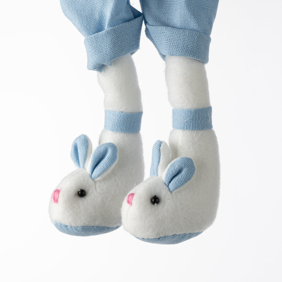 14" Bunny with Bunny Slippers Decor: Blue Boy