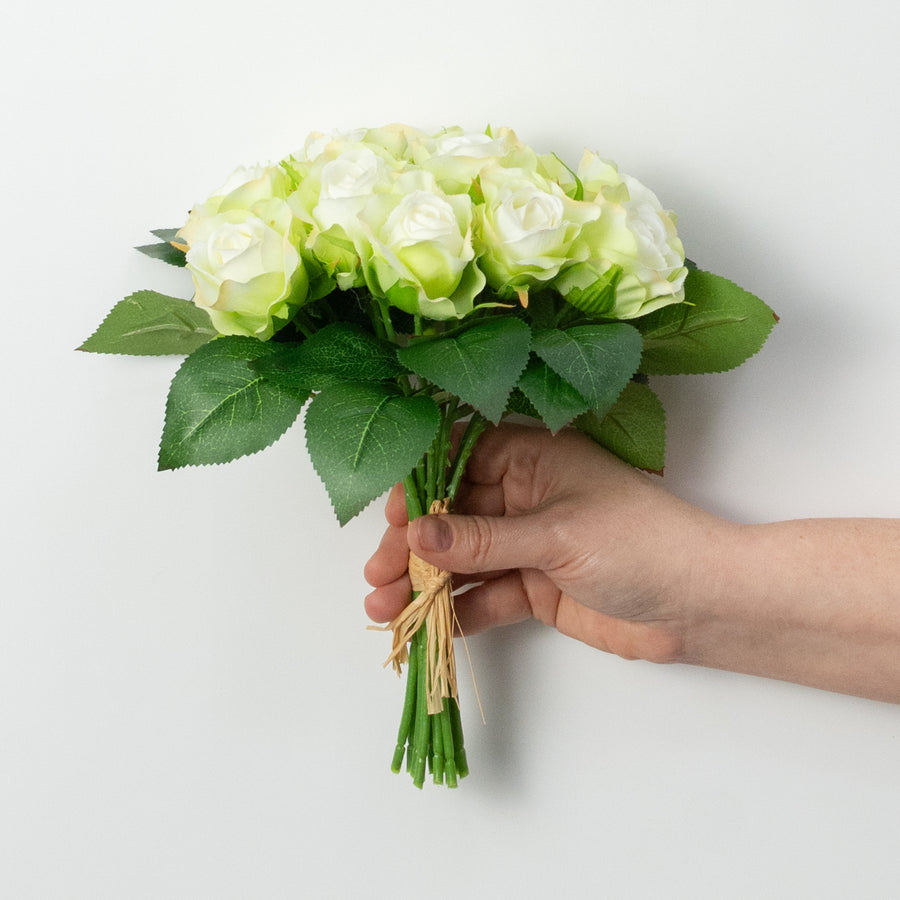 10" Melanie Rose Bouquet: Cream & Green (12 Stem)