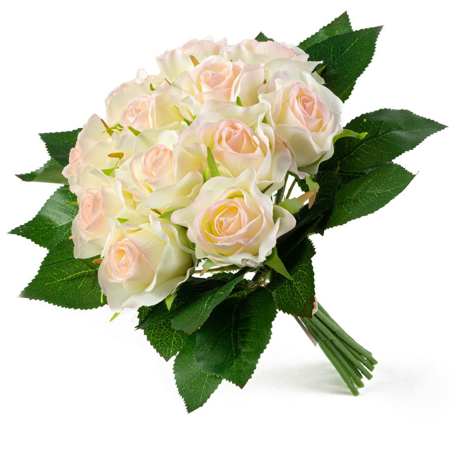 10" Melanie Rose Bouquet: Cream & Pink (12 Stem)