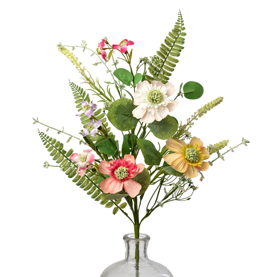 24" Spring Double-Flower Blossoms & Ferns Pick