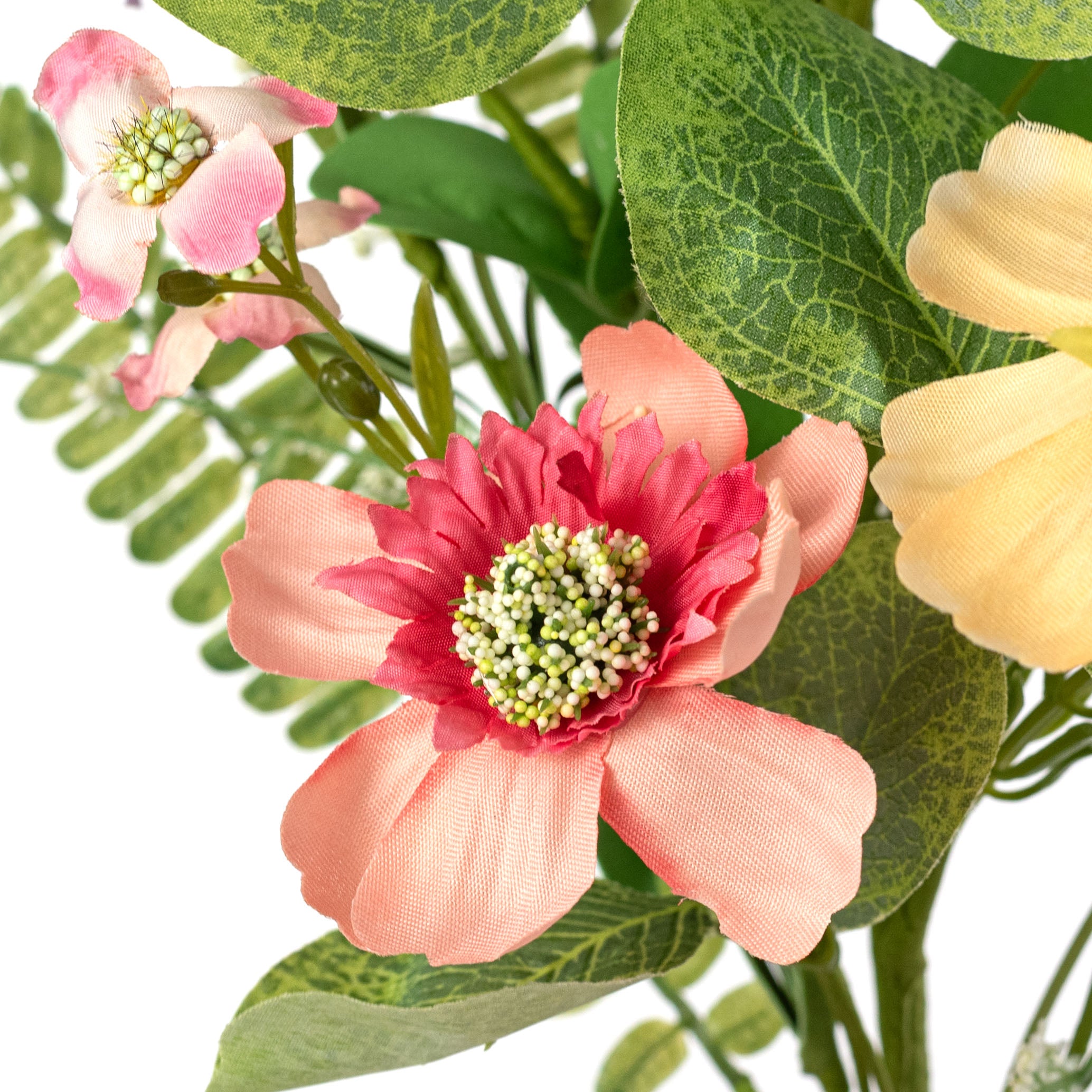 24" Spring Double-Flower Blossoms & Ferns Pick