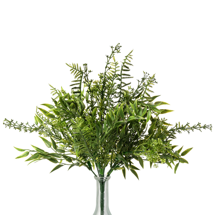 15" Plastic Mixed Greenery & Ferns Bush