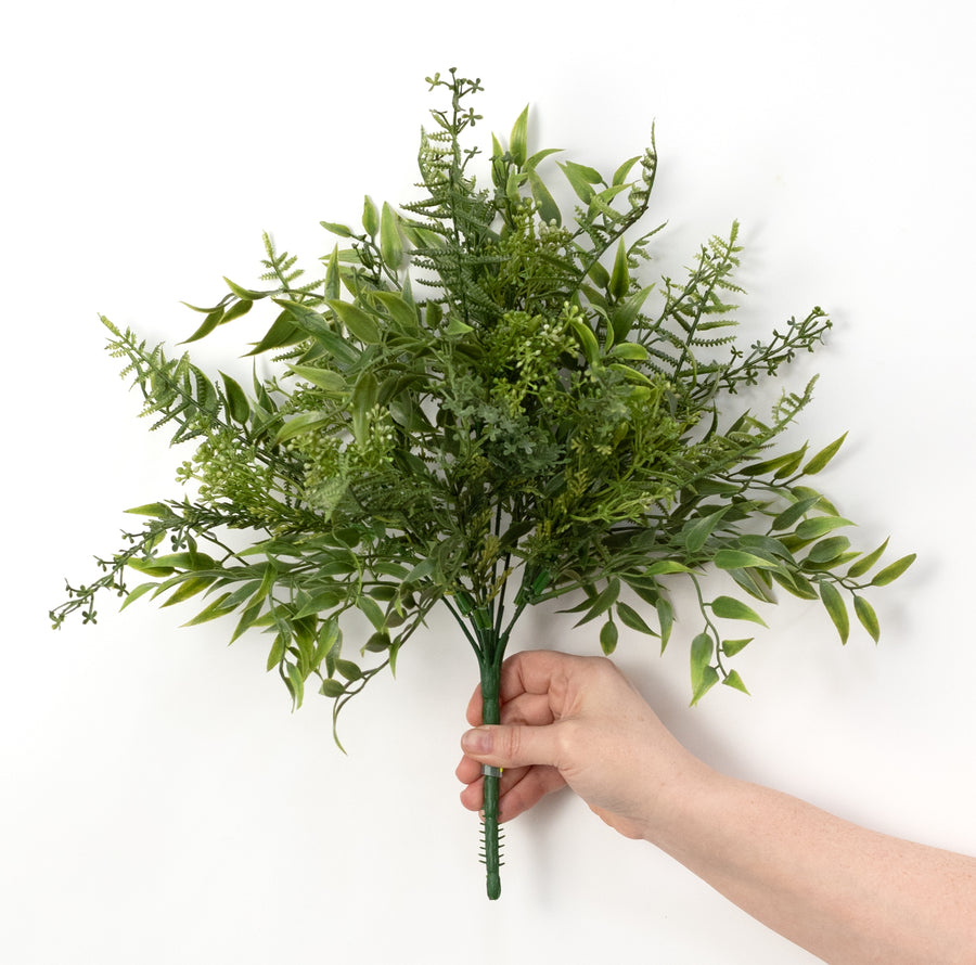 15" Plastic Mixed Greenery & Ferns Bush