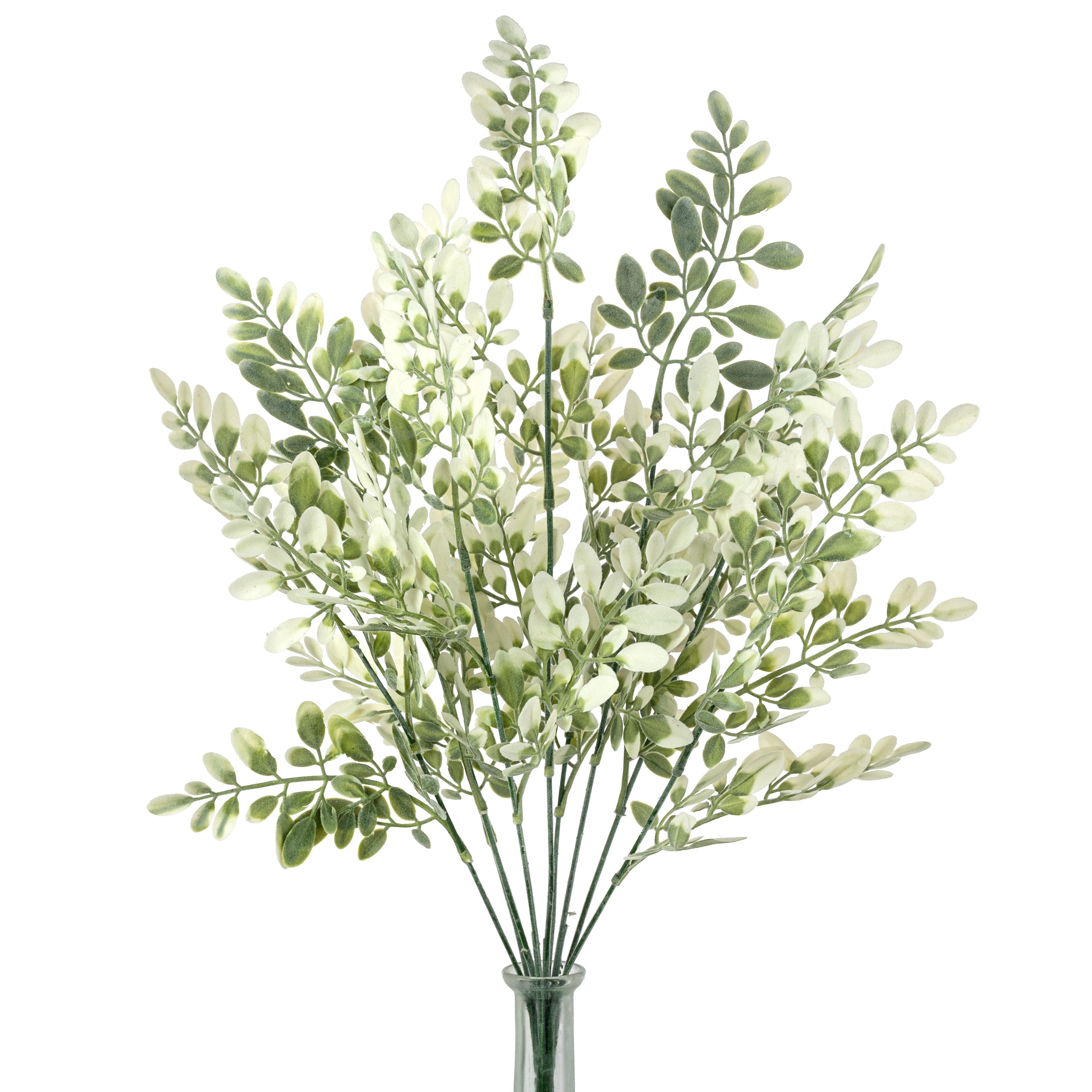 23" Plastic Flocked Hemlock Bush: Cream & Green