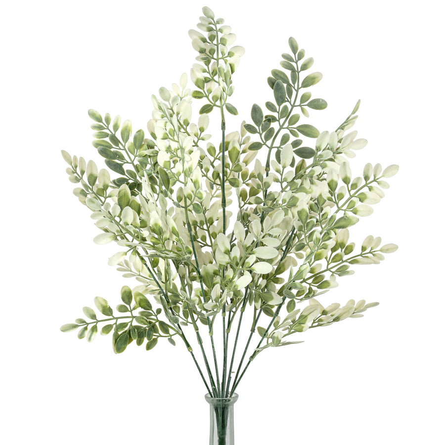 23" Plastic Flocked Hemlock Bush: Cream & Green