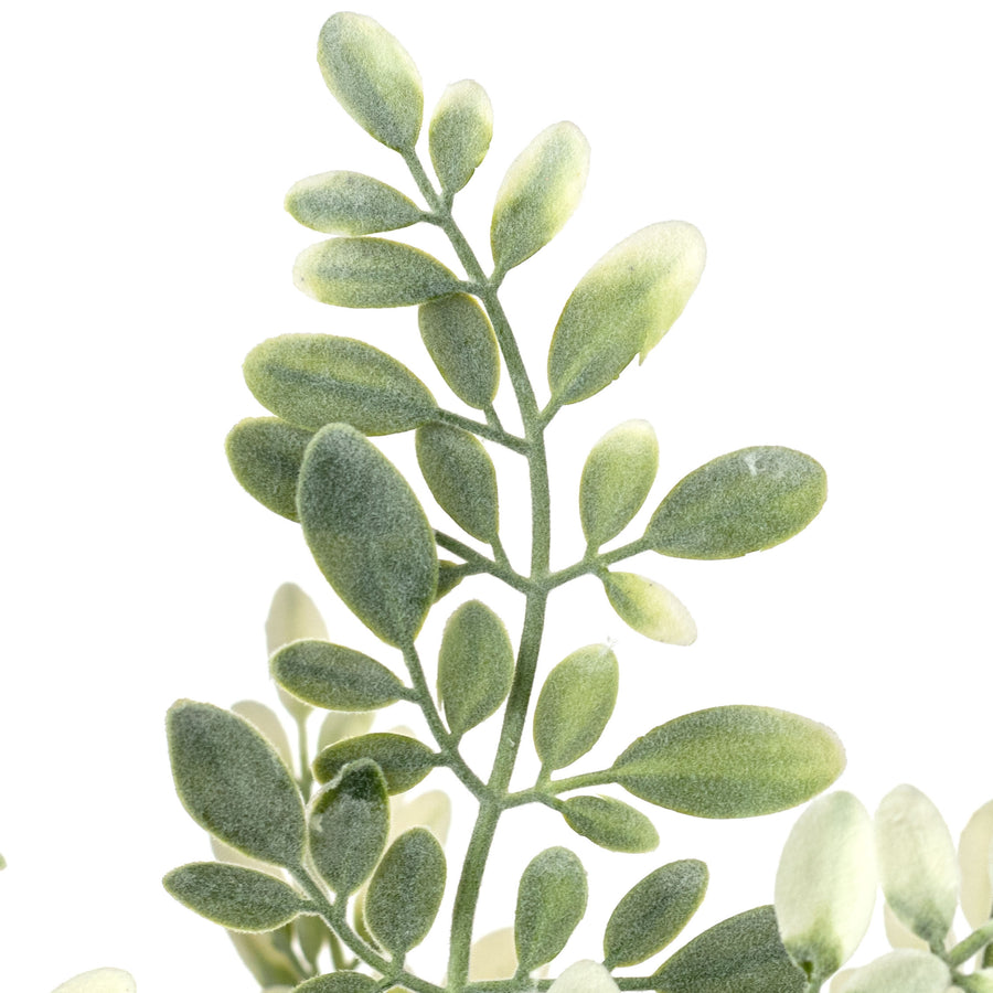 23" Plastic Flocked Hemlock Bush: Cream & Green