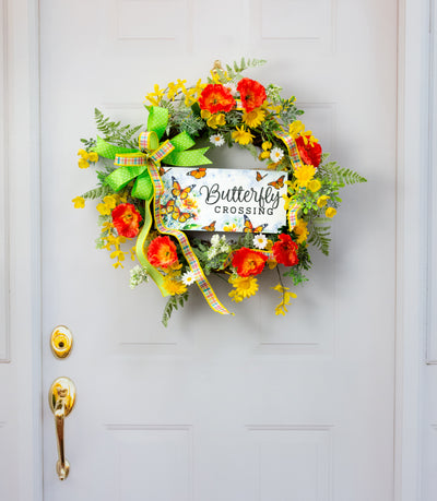 12" Wooden Sign: Monarch Butterfly Crossing