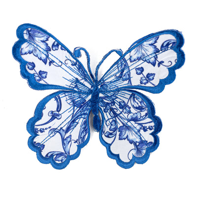 [D Stevens] 6" Acanthus Scroll Chinoiserie Butterfly Clip: Blue