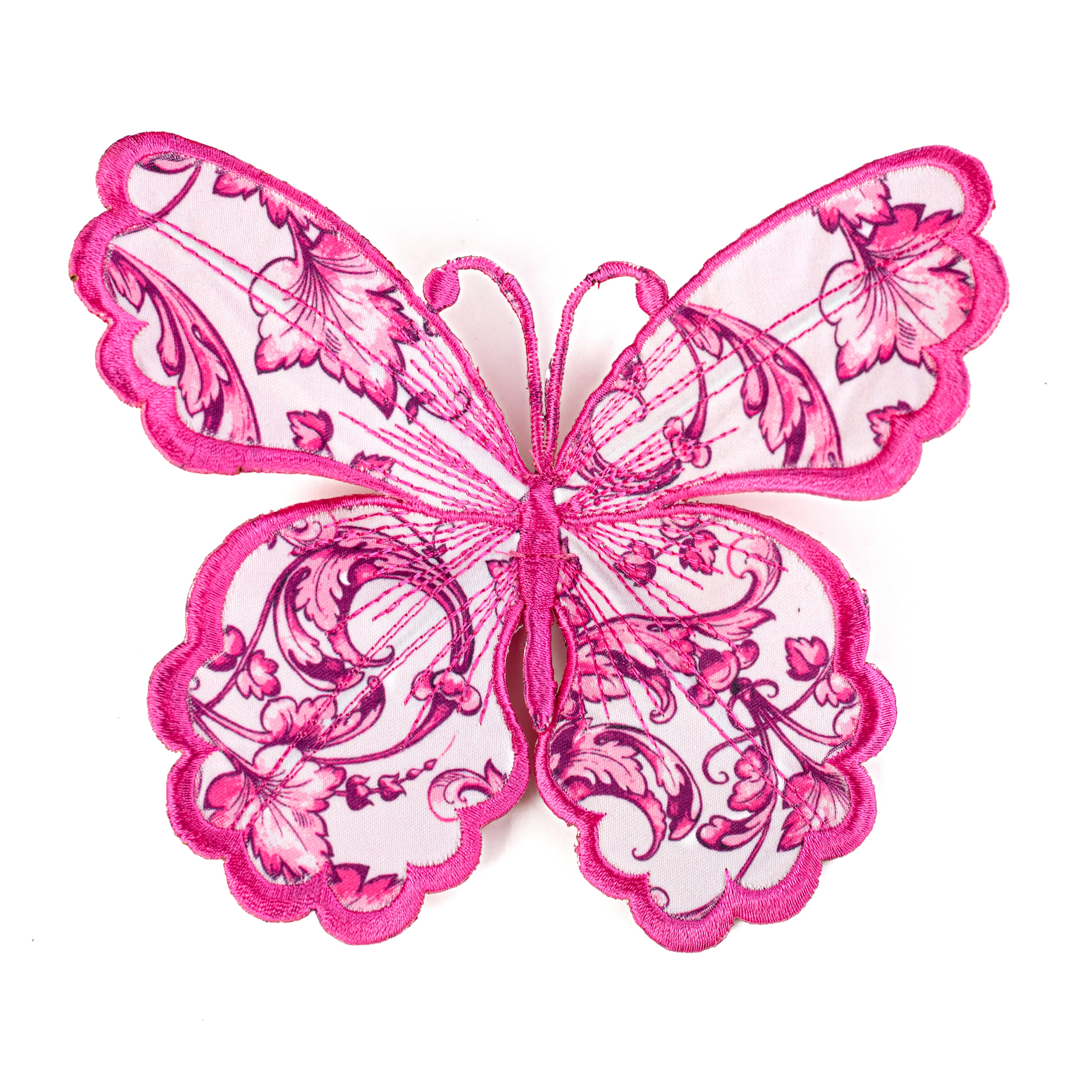[D Stevens] 6" Acanthus Scroll Chinoiserie Butterfly Clip: Hot Pink
