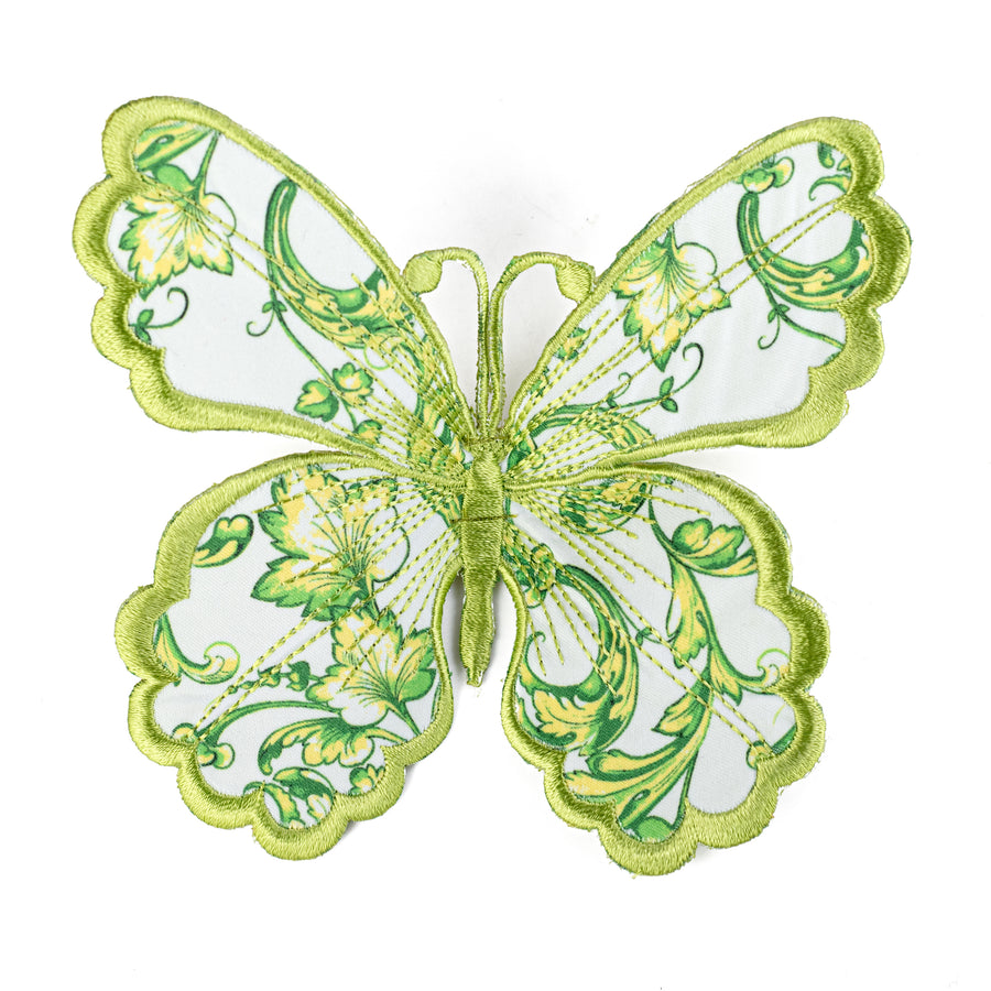 [D Stevens] 6" Acanthus Scroll Chinoiserie Butterfly Clip: Lime Green