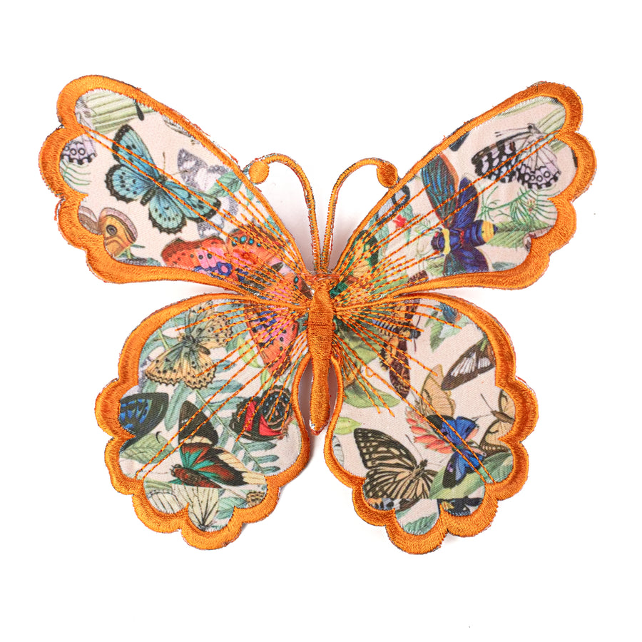 [D Stevens] 6" Butterfly Print Butterfly Clip: Orange