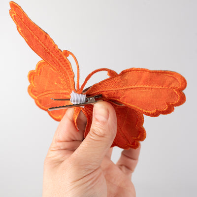 [D Stevens] 6" Butterfly Print Butterfly Clip: Orange