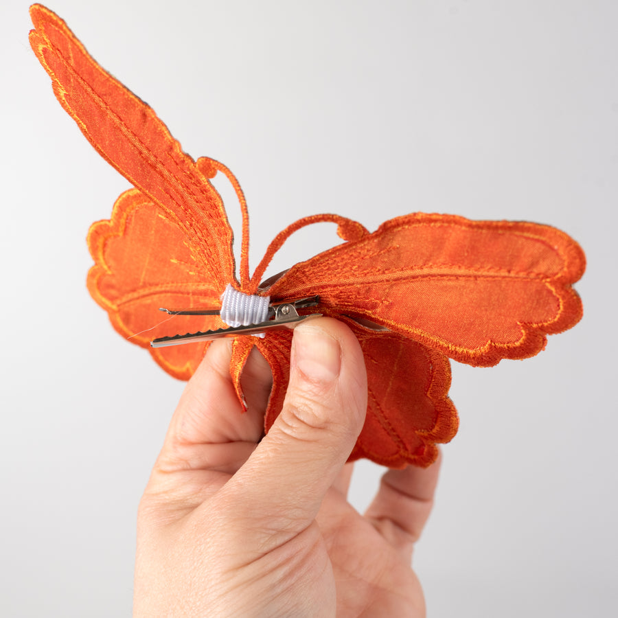 [D Stevens] 6" Butterfly Print Butterfly Clip: Orange