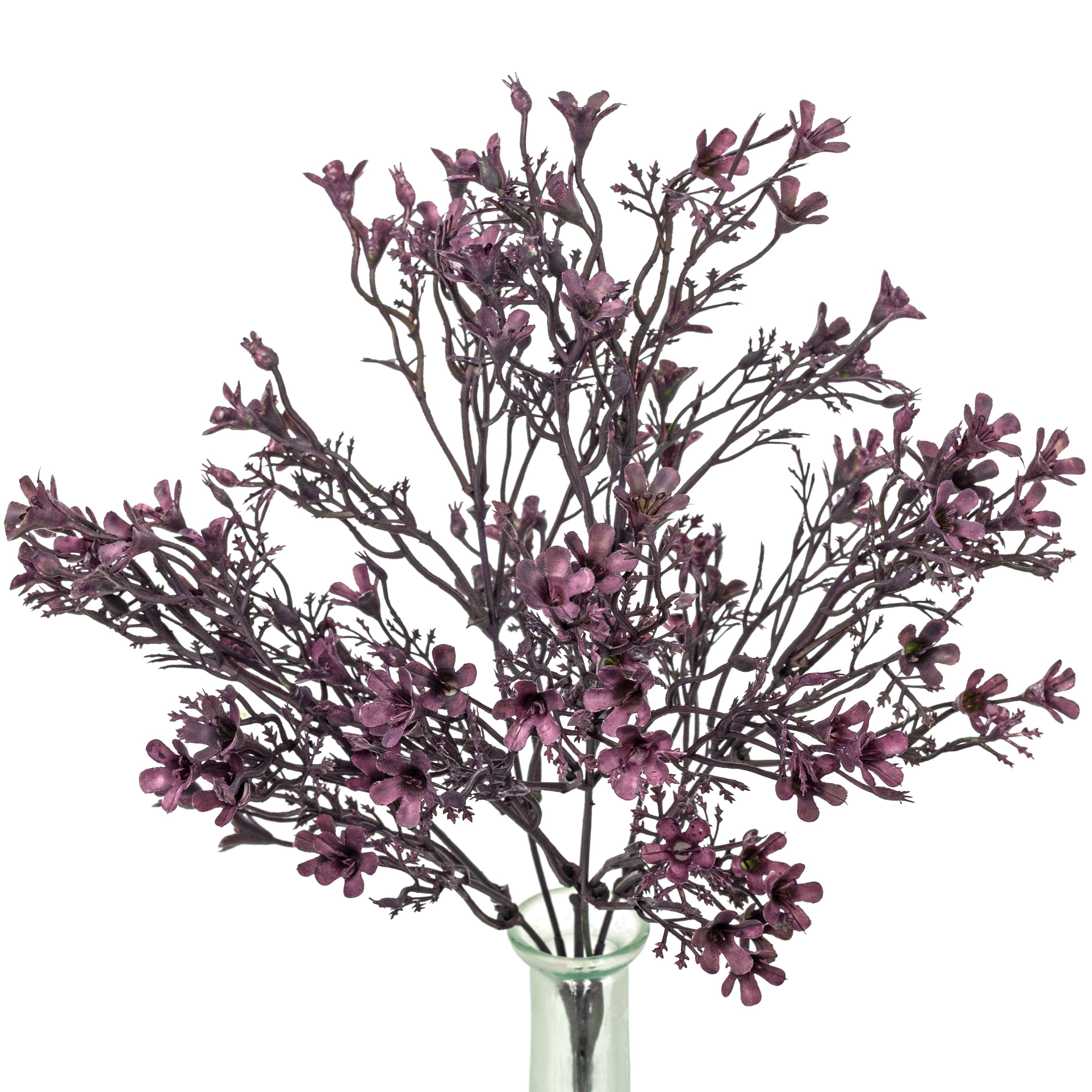 14" Plastic Wax Flower Bush: Purple