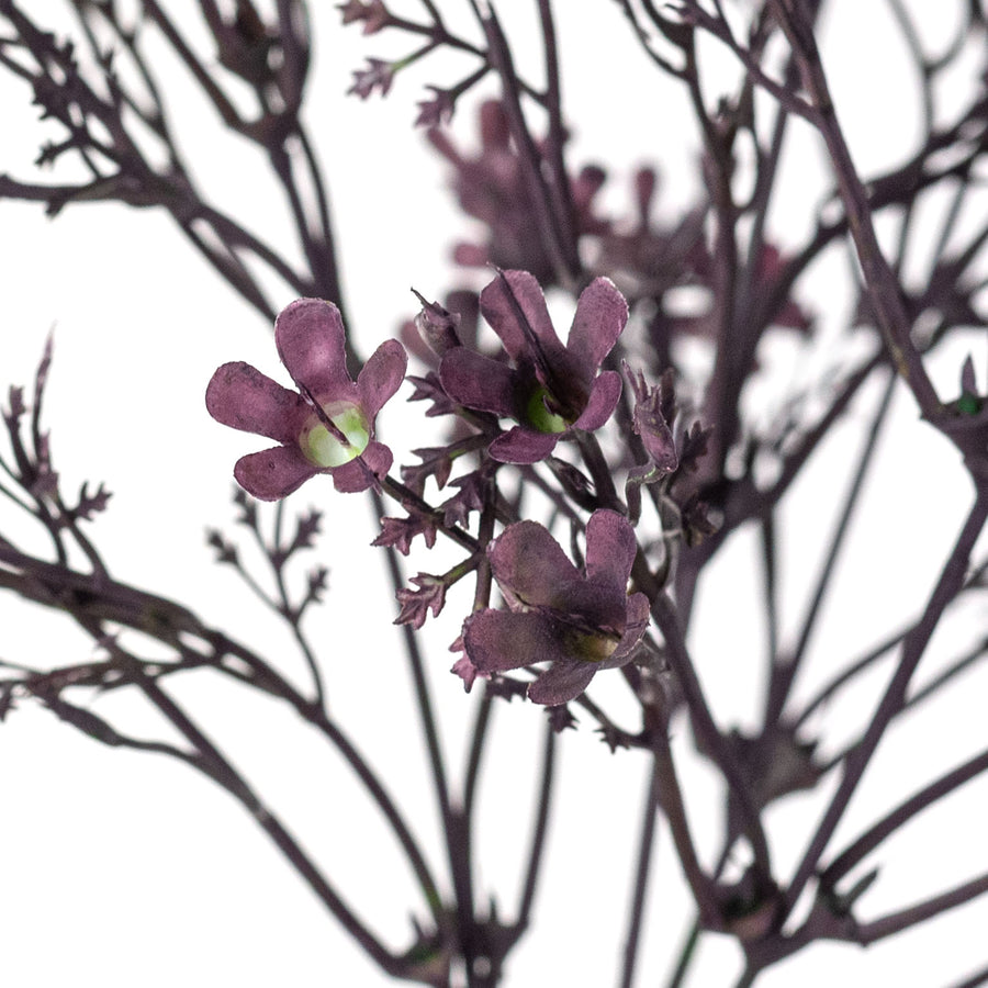 14" Plastic Wax Flower Bush: Purple